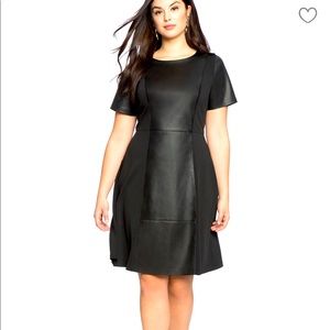 EUC 18 ELOQUII faux leather and pointe mix dress